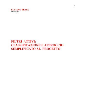 filtri attivi: classificazione e approccio semplificato al ... - IBN Editore