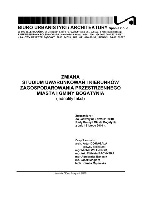 ZMIANA STUDIUM UWARUNKOWAŃ I KIERUNKÓW ...