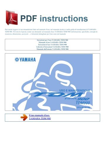 Istruzioni per l'uso YAMAHA TDM 900 - ISTRUZIONI PDF