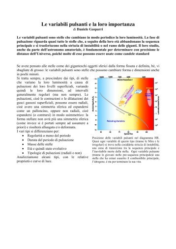 Le variabili pulsanti e la loro importanza - Lezioni di astronomia