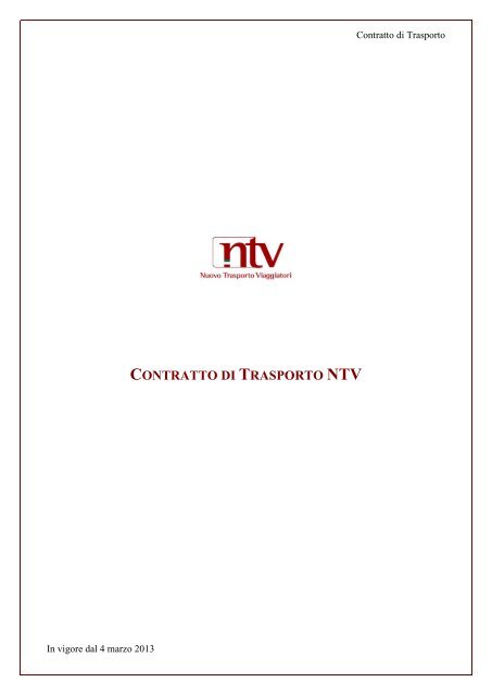 Contratto di Trasporto NTV - Italo Treno