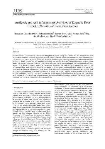 Analgesic and Anti-inflammatory Activities of Ethanolic Root Extract ...