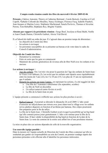 Compte-rendu réunion comité des fêtes du mercredi 4 février 2009 ...