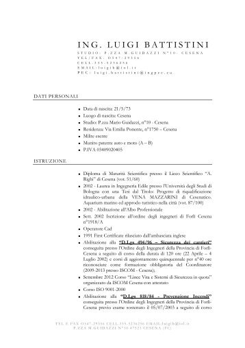 Curriculum vitae Ing Luigi Battistini GENN 2013.pdf - Romagna Acque