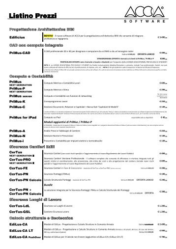 Listino ACCA - Tecno 3D