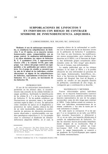 subpoblaciones de linfocitos t en individuos con riesgo de contraer ...