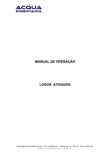 MANUAL DE OPERAÇÃO LODOS ATIVADOS - A Acqua