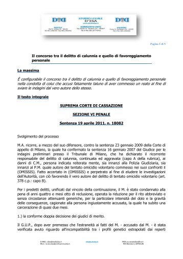 Corte di Cassazione – Sezione VI penale – sentenza 19.4