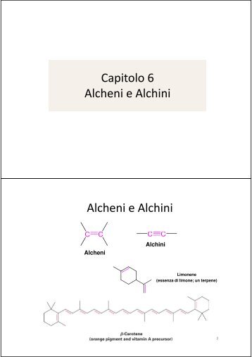 Capitolo 6 Alcheni e Alchini Alcheni e Alchini