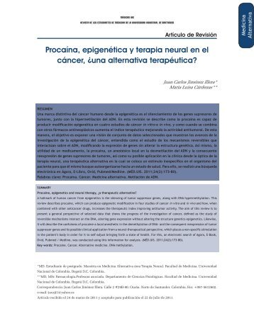 Procaína, epigenética y terapia neural en el cáncer ... - medicas uis