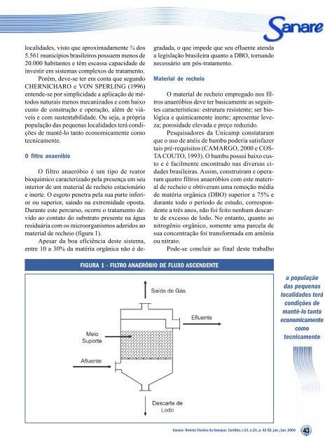 O emprego do filtro de areia no pós-tratamento de efluente de filtro ...