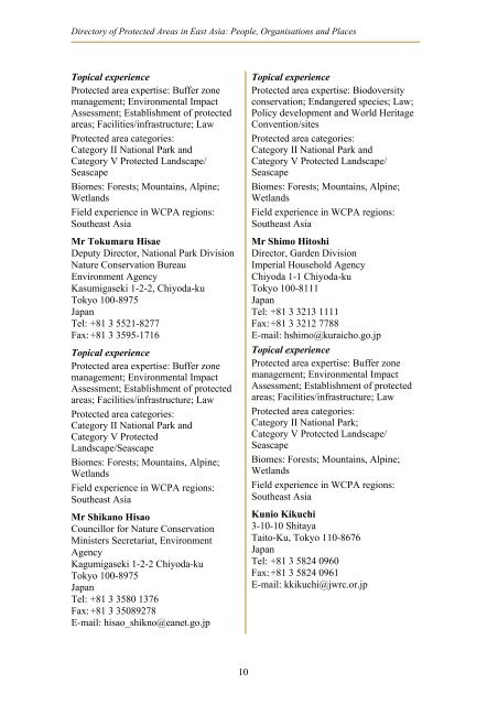 Directory of Protected Areas in East Asia - IUCN