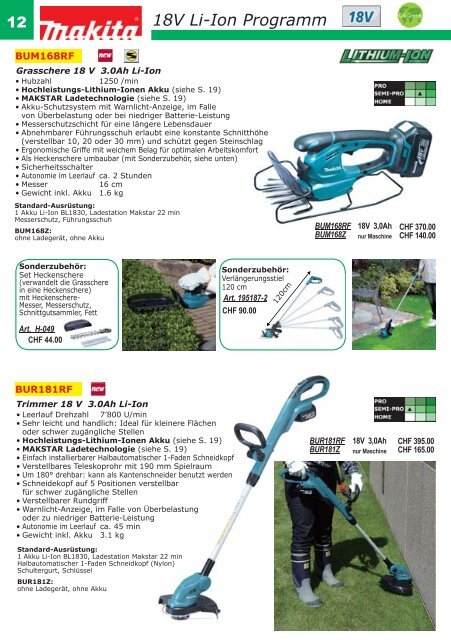 Makita Gartengeräte 2013 - Weber+Widmer AG