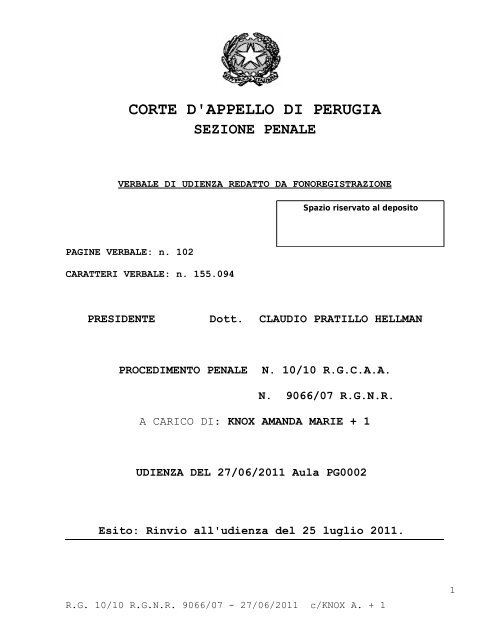 TRIBUNALE ORDINARIO - Injustice in Perugia