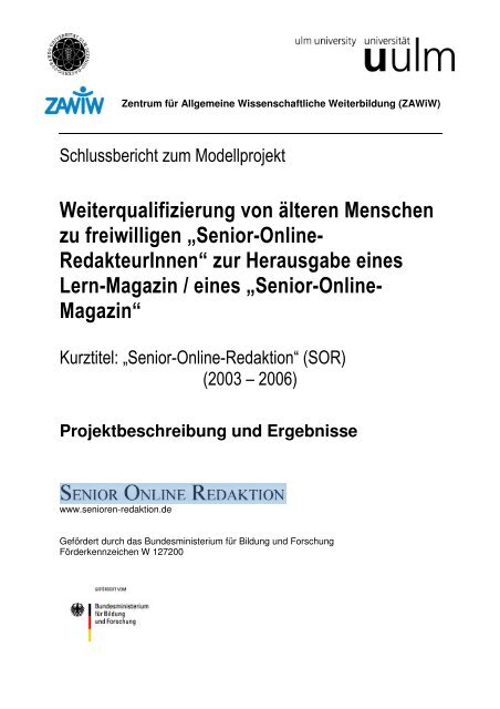 Abschlussbericht (PDF, 1,3 MB) - Senior Online Redaktion