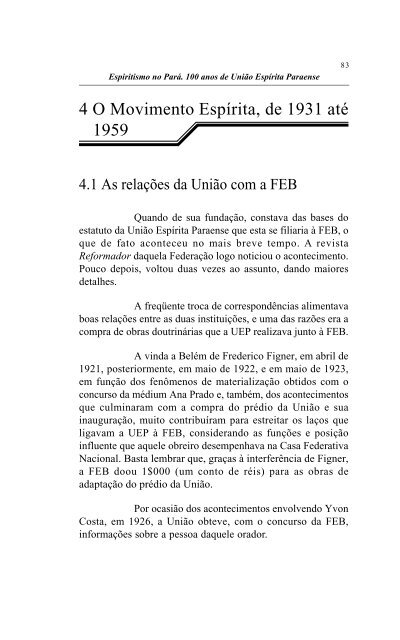 Livro História do Espiritismo no Pará - União Espírita Paraense