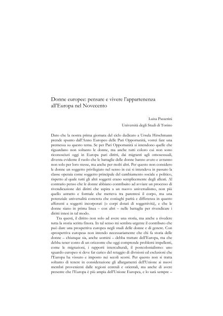 Donne per l'Europa Atti delle prime tre Giornate per Ursula ... - AperTo