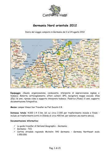 Diario di viaggio 201208 Germania Nord orientale - Camper online