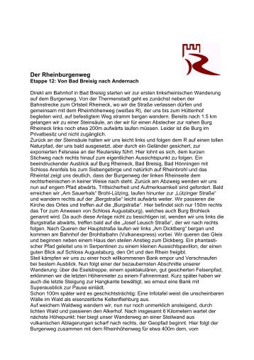 Der Rheinburgenweg - Verbandsgemeinde Bad Breisig