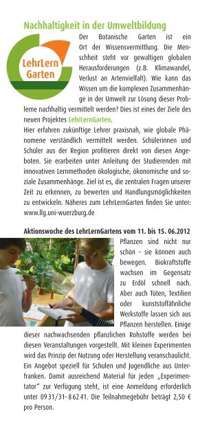 programmpunkte 2012 - Botanischer Garten - Universität Würzburg
