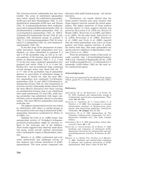 In vitro antibacterial activity of ten series of substituted quinazolines