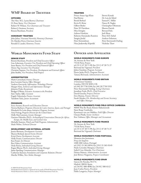 2008 Annual Report - World Monuments Fund