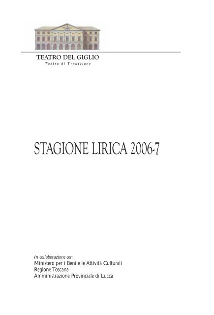 La Bohème [file PDF 3,43 MB] - Teatro del Giglio di Lucca