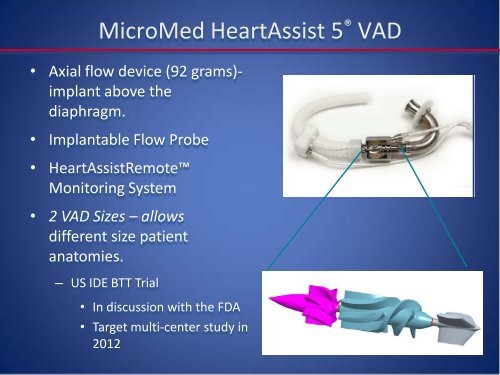 Emerging LVAD Technology for the Use - Washington Hospital Center