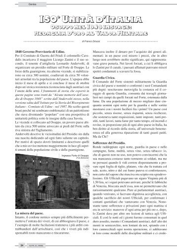 Osoppo nel 1848 insorge. Medaglia d'Oro al Valor Militare