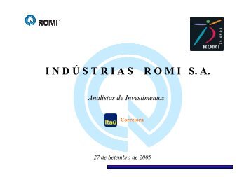 Apresentação a analistas e investidores - Romi