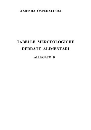 TABELLE MERCEOLOGICHE DERRATE ALIMENTARI - Fare