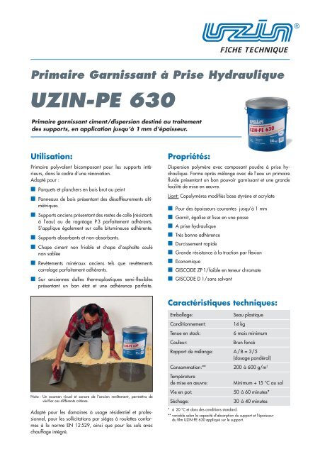 Primaire Garnissant à Prise Hydraulique UZIN-PE 630 - Uzin Utz AG