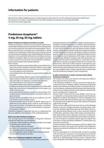 Information for patients Prednisone Axapharm® 5 mg, 20 mg, 50 mg ...