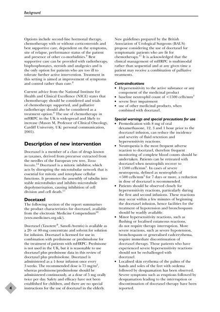 Docetaxel with prednisone or prednisolone for the treatment of ...