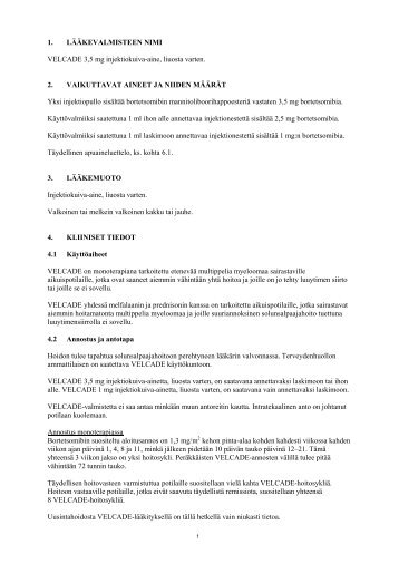1. LÄÄKEVALMISTEEN NIMI VELCADE 3,5 mg ... - Janssen-Cilag Oy