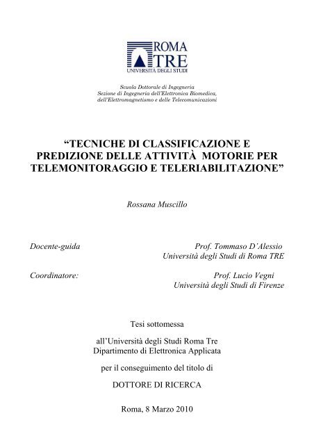 tecniche di classificazione e predizione delle ... - DSpace@Roma3