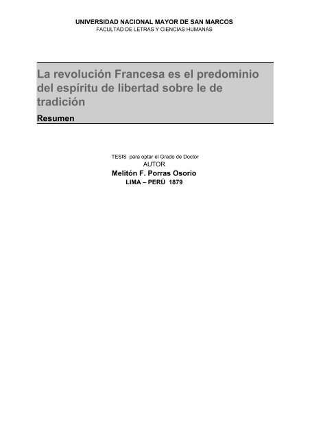 La revolución Francesa es el predominio del espíritu de ... - Cybertesis