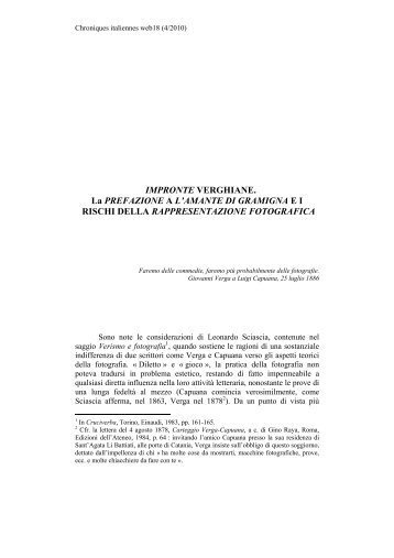 Impronte verghiane. La prefazione a L'amante di Gramigna e i rischi ...