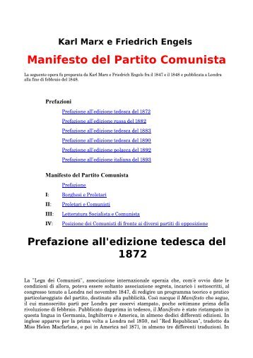 Manifesto del Partito Comunista - Piattaforma Comunista