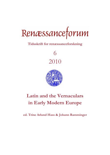 Latin and the Vernaculars in Early Modern Europe - Renaessanceforum