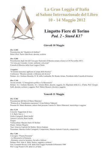 Programma 2012 - Gran Loggia d'Italia