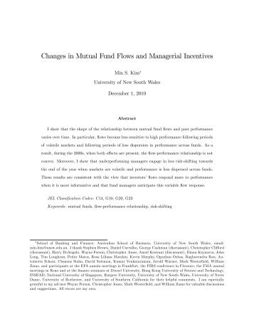 Changes in Mutual Fund Flows and Managerial Incentives