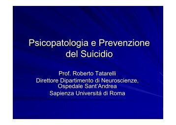 Psicopatologia e Prevenzione del Suicidio - Agenzia di Sanità ...