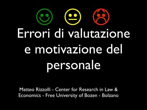 Errori di valutazione e motivazione del personale; Dott. Rizzolli