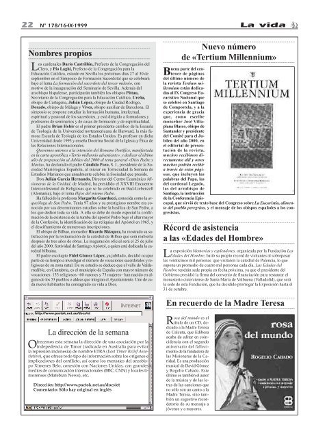 nº 178/16-ix-1999 semanario de información religiosa - Alfa y Omega