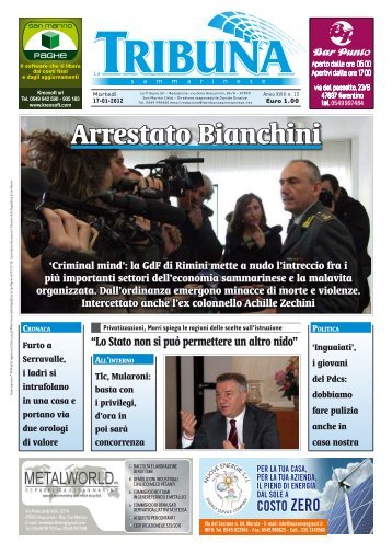 Arrestato Bianchini - LA TRIBUNA SAMMARINESE