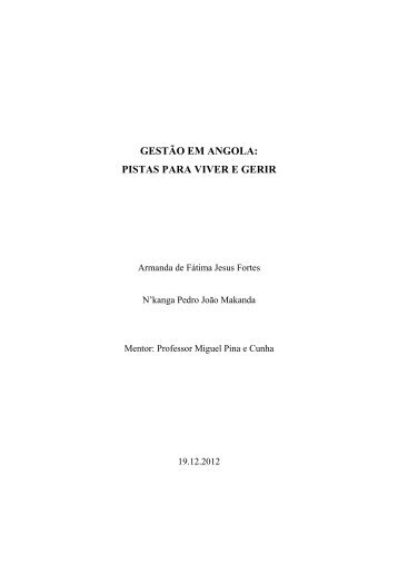 Gestão em Angola: Realidade, Assimetrias ... - NOVAFRICA