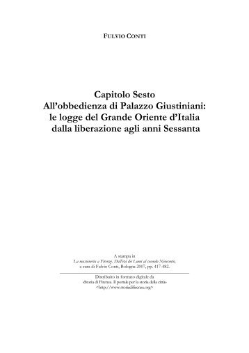 Capitolo Sesto All'obbedienza di Palazzo Giustiniani: le logge del ...