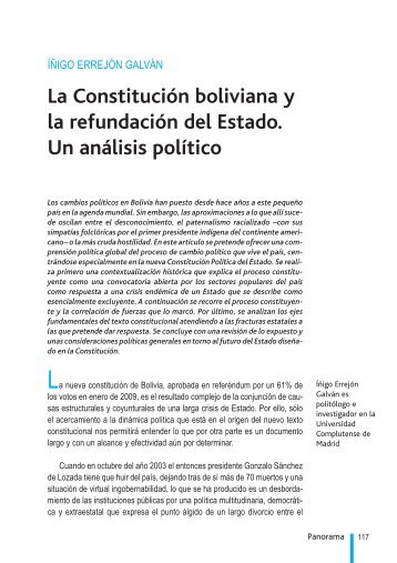 La Constitución boliviana y la refundación del Estado. Un ... - Fuhem