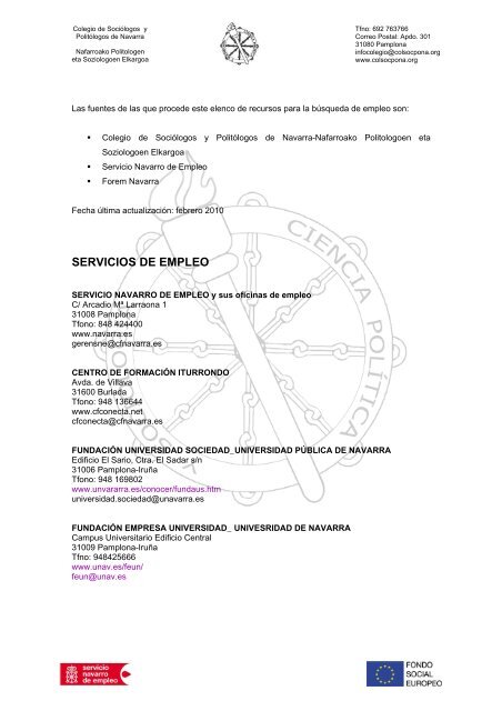 bolsa de empleo unav, Services - Carreras profesionales. Empleo prácticas.  Universidad Navarra - electronbox.es